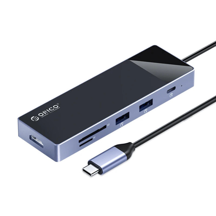 Докинг станция Orico DM-10P-BK-BP, Type-C, HDMI, USB-A x4, USB-C PD100W, LAN 1Gbps, SD/TF - DM-10P-BK-BP - 1