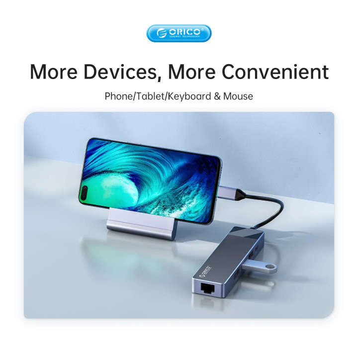 Докинг станция Orico DM-10P-BK-BP, Type-C, HDMI, USB-A x4, USB-C PD100W, LAN 1Gbps, SD/TF - DM-10P-BK-BP - 9