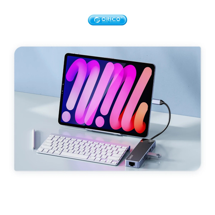 Докинг станция Orico DM-10P-BK-BP, Type-C, HDMI, USB-A x4, USB-C PD100W, LAN 1Gbps, SD/TF - DM-10P-BK-BP - 10