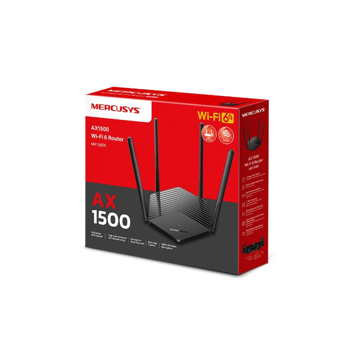 WiFi рутер Mercusys MR1500X, AX1500 Dual-Band - 10