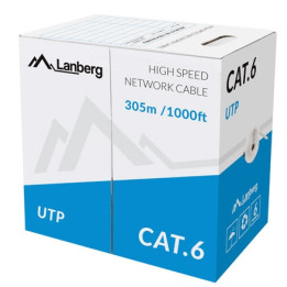 LAN кабел Lanberg CAT.6 UTP, 305m solid CCA Grey - LCU6-10CC-0305-S - 1