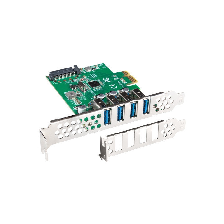 Разширителна карта LANBERG PCE-US3-004, PCI Express x1, 4x USB 3.1 Gen1, Low-profile - PCE-US3-004 - 1
