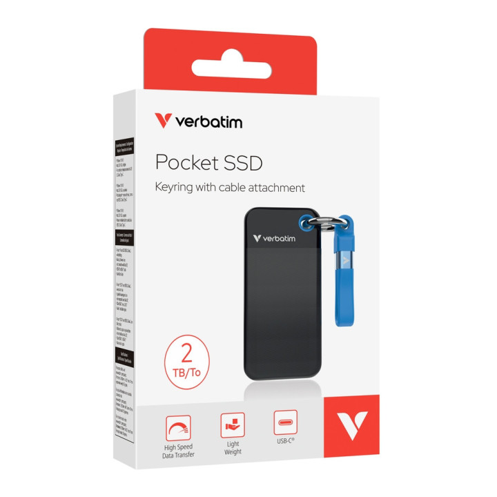 Външен SSD диск Verbatim Pocket, 2TB USB 3.2 Gen 2 - 32195 - 5