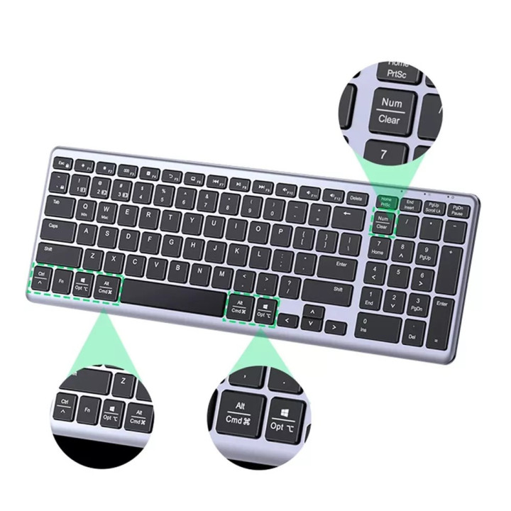 Bluetooth клавиатура UGREEN 15258, Bluetooth 5.0/2.4GHz, Silent Touch, Numpad - 15258 - 3