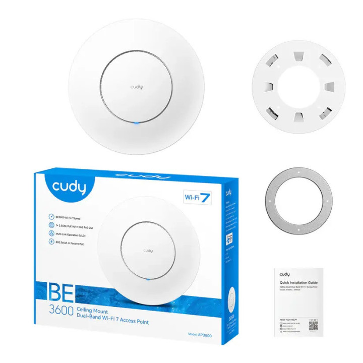 Безжична точка за достъп Cudy AP3600-P, WiFi 7 BE3600, 2.5 Gbps - CUDY-AP3600-P - 5