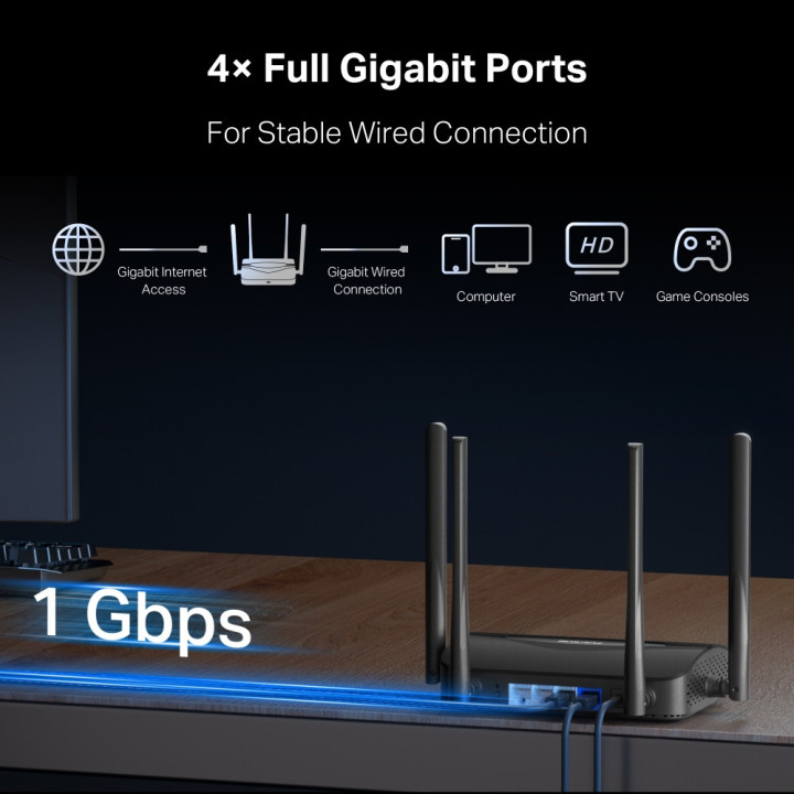 Wi-Fi 7 рутер Mercusys MR25BE, BE3600, Desktop - 7