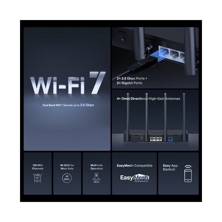 Wi-Fi 7 рутер Mercusys MR27BE BE3600 - 2