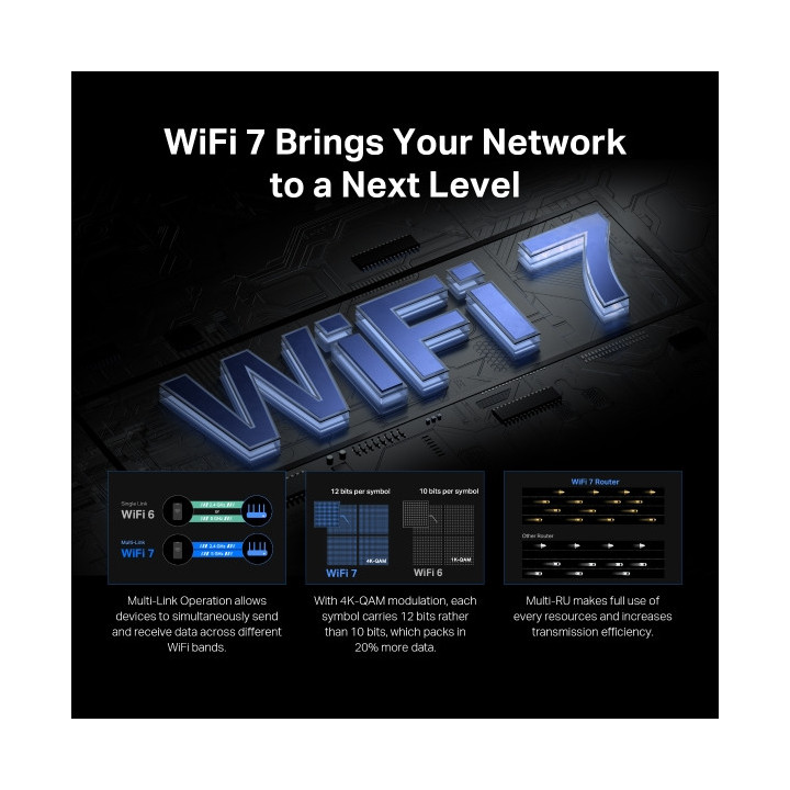 Wi-Fi 7 рутер Mercusys MR37BE, 2.4GHz/5GHz, 802.11be/ax/ac, 6 антени - 5