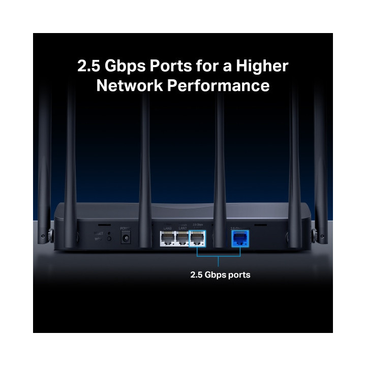 Wi-Fi 7 рутер Mercusys MR37BE, 2.4GHz/5GHz, 802.11be/ax/ac, 6 антени - 6