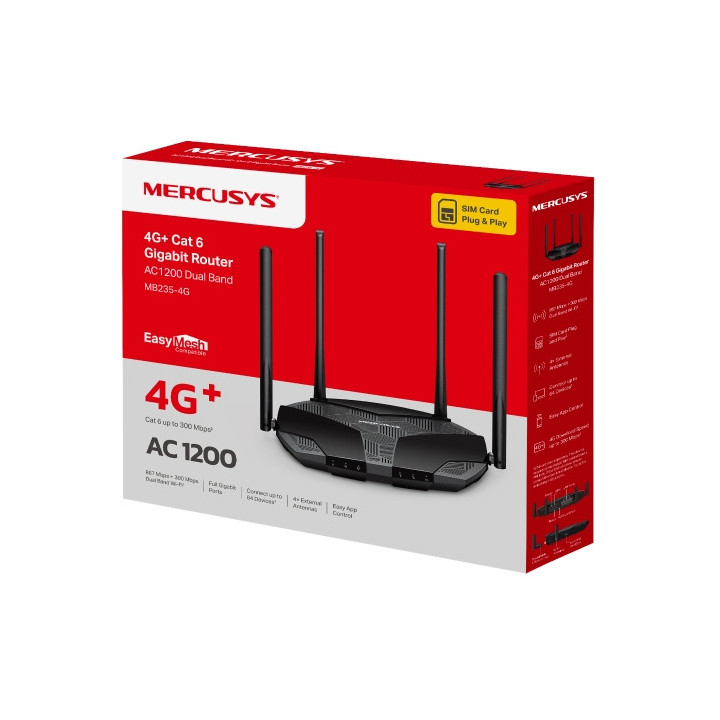 Безжичен рутер Mercusys MB235-4G, 4G+ Cat6, AC1200, Dual Band, Gigabit  - 11