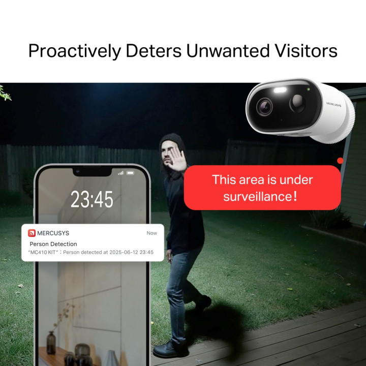 Охранителна камера Mercusys MC410 KIT, 3MP, Full-Color Night Vision, IP65, соларно захранване - 7