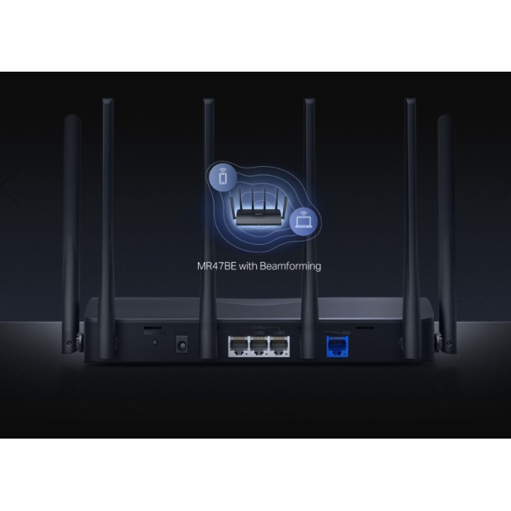Wi-Fi рутер Mercusys MR47BE, 3-лентов Wi-Fi 7, 6× Fixed Omni-Directional Antennas, 3× 2.5 Gbps LAN портове - 2