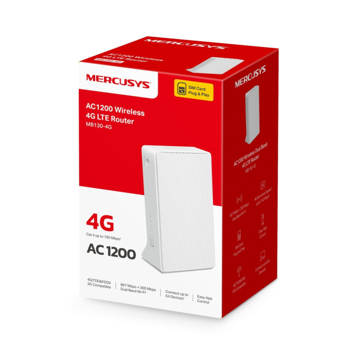 Безжичен 4G LTE рутер MERCUSYS MB130-4G, AC1200 Dual Band - 10