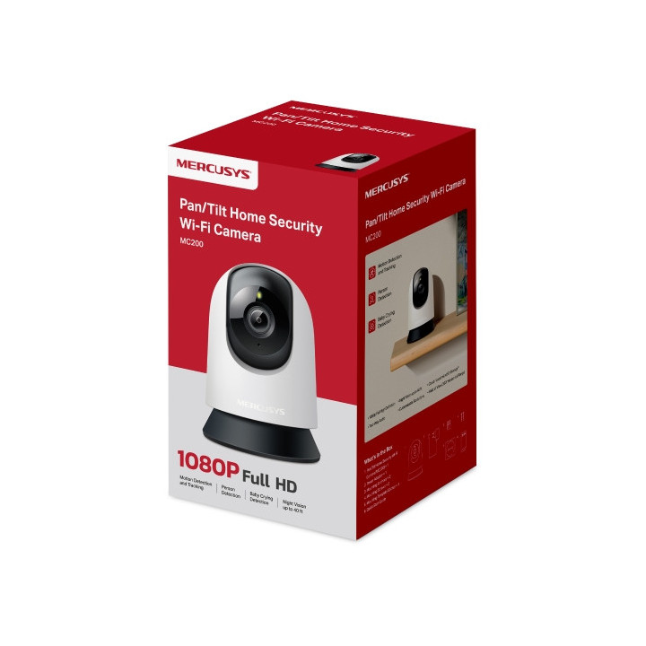 Домашна камера Wi-Fi Pan/Tilt Mercusys MC200, 1080p Full HD, вградена памет до 512GB -  - 6