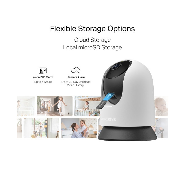 Домашна камера Wi-Fi Pan/Tilt Mercusys MC200, 1080p Full HD, вградена памет до 512GB -  - 8