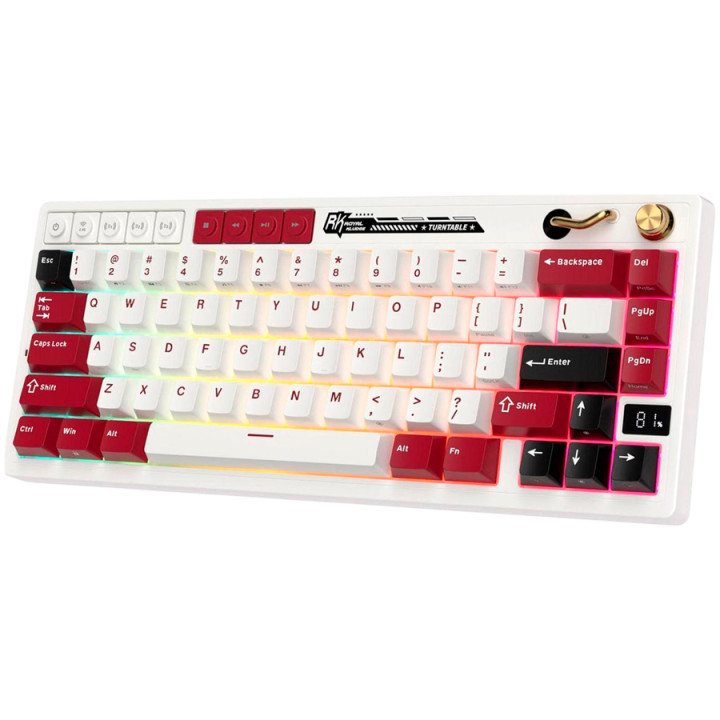Bluetooth механична нископрофилна геймърска клавиатура ROYAL KLUDGE RK M65, Famicom, Безжична, Cream switch, RGB подсветка - RK-