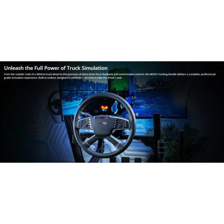 Геймърски волан MOZA Racing R5 Trucking Bundle, Черен, С кабел, PC съвместимост, Вибрации, Авиационна алуминиева сплав - RS071 -