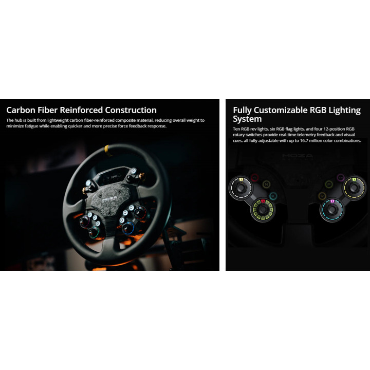 Геймърски волан MOZA RACING CS Pro, Авиационна алуминиева сплав, Карбонов корпус, PC за основа R5, R9 V2, R12 , R16, R21 - RS093