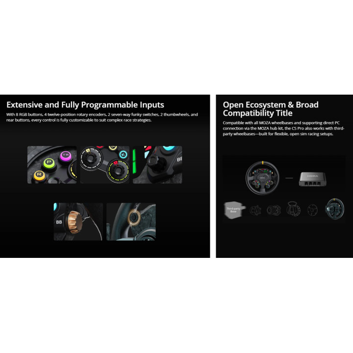 Геймърски волан MOZA RACING CS Pro, Авиационна алуминиева сплав, Карбонов корпус, PC за основа R5, R9 V2, R12 , R16, R21 - RS093