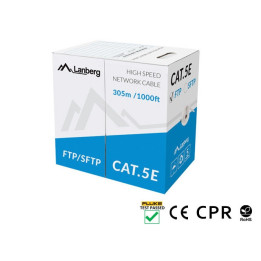 Кабел Lanberg Cat. 5e S/FTP, 305m, Solid Cu, Grey - LCS5-11CU-0305-S - 1