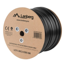 LAN кабел LANBERG FTP CAT.5E, 305м, твърд медна жила, външен - LCF5-30CU-0305-BK - 1