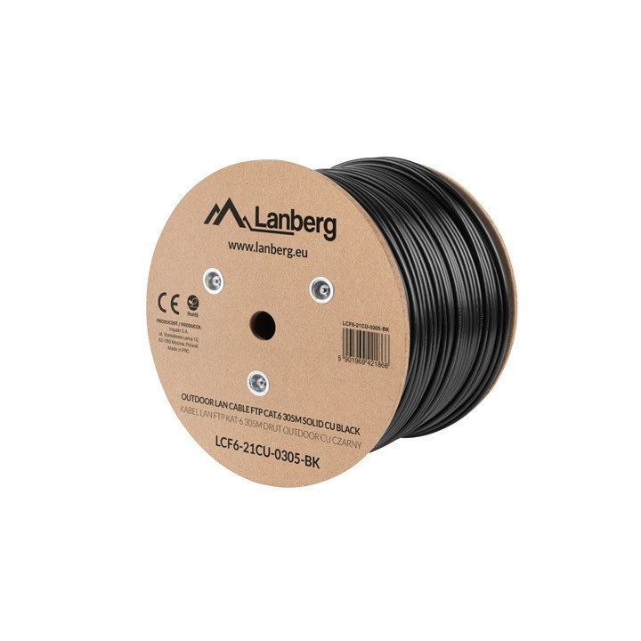 LAN кабел Lanberg FTP Cat.6, 305m външен монолитен CU - LCF6-21CU-0305-BK - 3