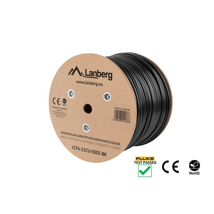 LAN кабел Lanberg FTP Cat.6, 305m външен монолитен CU - LCF6-21CU-0305-BK - 4