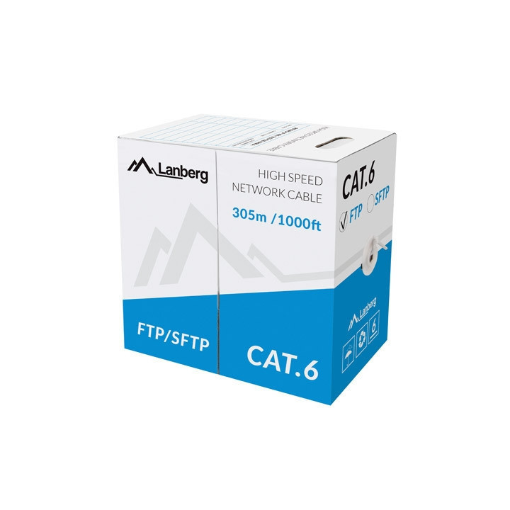 LAN кабел Lanberg Cat.5e FTP, 305m solid Cu grey - LCF6-11CU-0305-S - 1