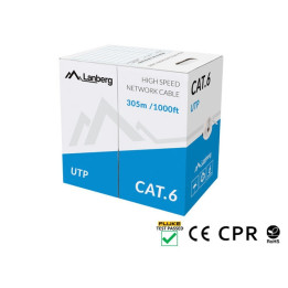 Кабел Lanberg CAT.6 UTP, 305m solid Cu grey - LCU6-11CU-0305-S - 1