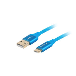 Кабел LANBERG USB-C към USB-A 2.0, 0.5m, Blue - CA-USBO-22CU-0005-BL - 1