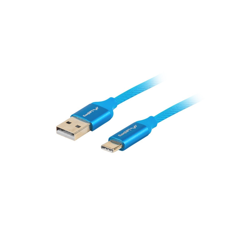 Кабел LANBERG USB-C към USB-A 2.0, 0.5m, Blue - CA-USBO-22CU-0005-BL - 1