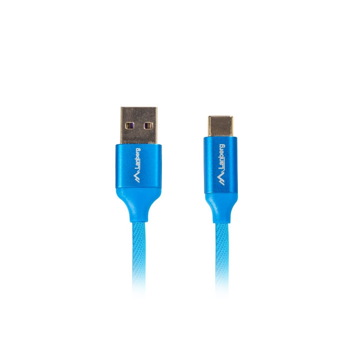 USB кабел Lanberg, USB-C (M) към USB-A (M) 2.0, 1m, син, 5A - CA-USBO-21CU-0010-BL - 2