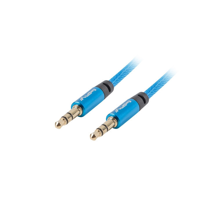Аудио кабел LANBERG, Stereo Mini Jack 3.5mm 3-pin M/M 2m Blue - CA-MJMJ-10CU-0020-BL - 1