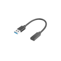 Кабел LANBERG USB-C към USB-A, 0.15m, черен - AD-UC-UA-03 - 1