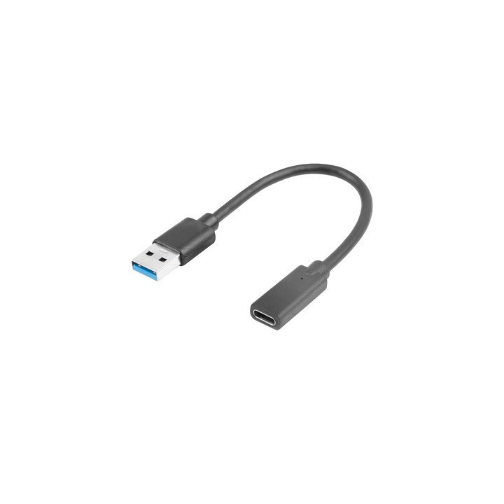 Кабел LANBERG USB-C към USB-A, 0.15m, черен - AD-UC-UA-03 - 1