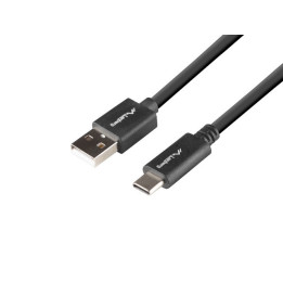 Кабел Lanberg USB-C към USB-A 2.0, 1m, черен - CA-USBO-15CU-0010-BK - 1