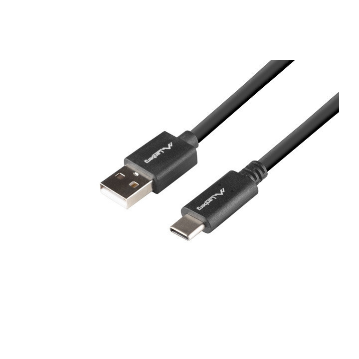 Кабел Lanberg USB-C към USB-A 2.0, 1m, черен - CA-USBO-15CU-0010-BK - 1