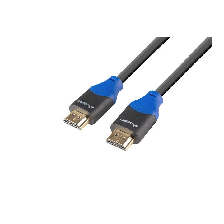 HDMI кабел Lanberg CA-HDMI-15CU-0010-BK, 1m, HDMI 2.0 Male/Male, 4K 3840x2160, 18Gb/s - CA-HDMI-15CU-0010-BK - 1