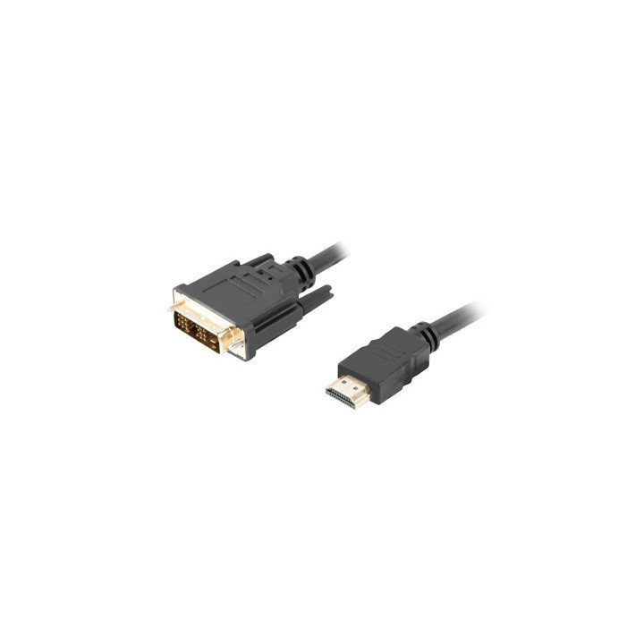 Кабел Lanberg HDMI към DVI-D, 1.8m, Dual Link, позлатени конектори, черен - CA-HDDV-10CC-0018-BK - 1