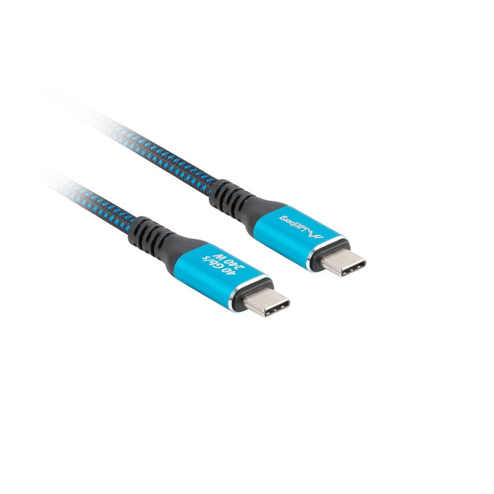 USB кабел Lanberg, USB-C M/M 4.0 1m 240W 8K 60Hz черно-син - CA-CMCM-45CU-0010-BK - 4