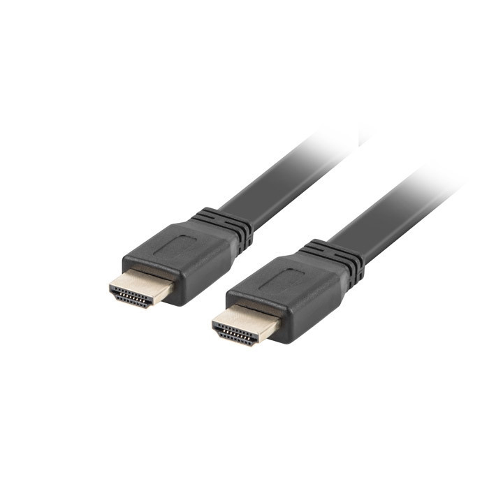 HDMI кабел Lanberg, 3m V2.0 4K 60Hz flat black - CA-HDMI-21CU-0030-BK - 1