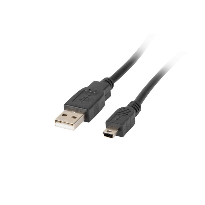 Кабел Lanberg, USB 2.0 Mini-B към USB-A, 1.8m, черен - CA-USBK-11CC-0018-BK - 1