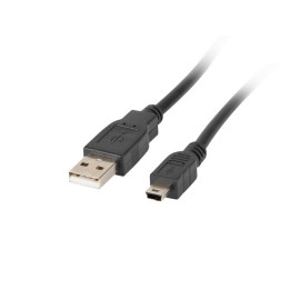 Кабел Lanberg USB Mini-B към USB-A, 1.8m, черен - CA-USBK-10CC-0018-BK - 1
