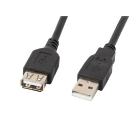 Удължителен кабел Lanberg USB 2.0 AM-AF, 1.8m, черен - CA-USBE-10CC-0018-BK - 1