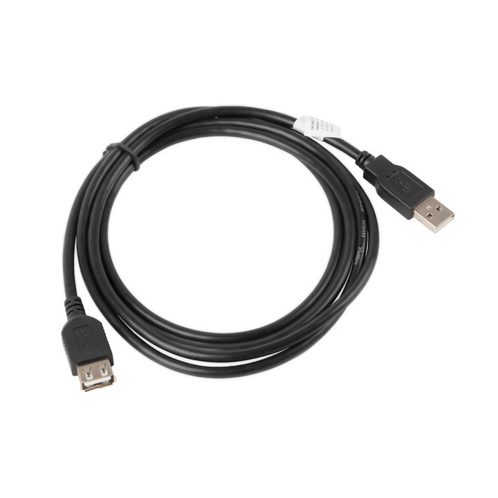 Удължителен кабел Lanberg USB 2.0 AM-AF, 1.8m, черен - CA-USBE-10CC-0018-BK - 2