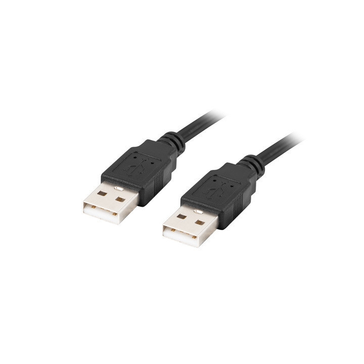 Кабел Lanberg USB-A M/M 2.0, 1.8m, черен - CA-USBA-20CU-0018-BK - 1