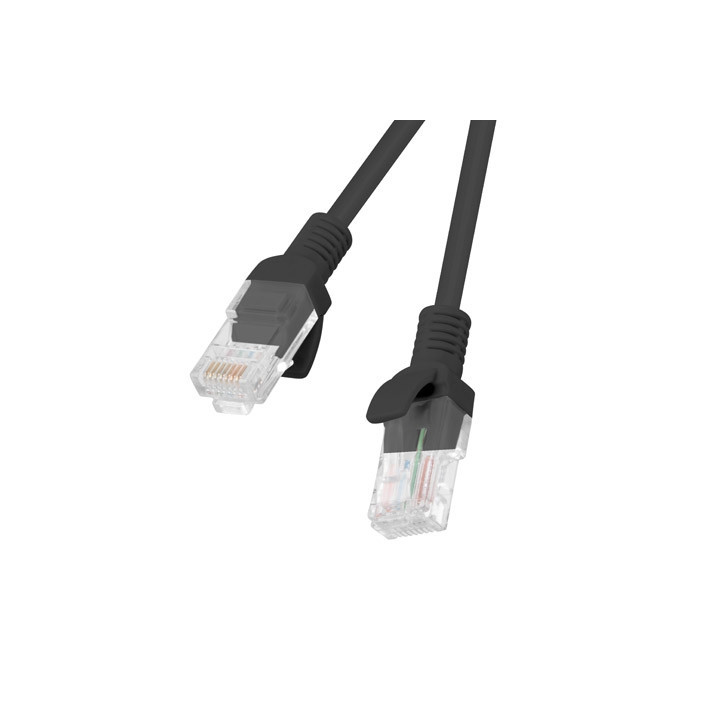 Кабел LANBERG Patch Cord CAT.6, 0.5m RJ-45 UTP Black - PCU6-10CC-0050-BK - 1
