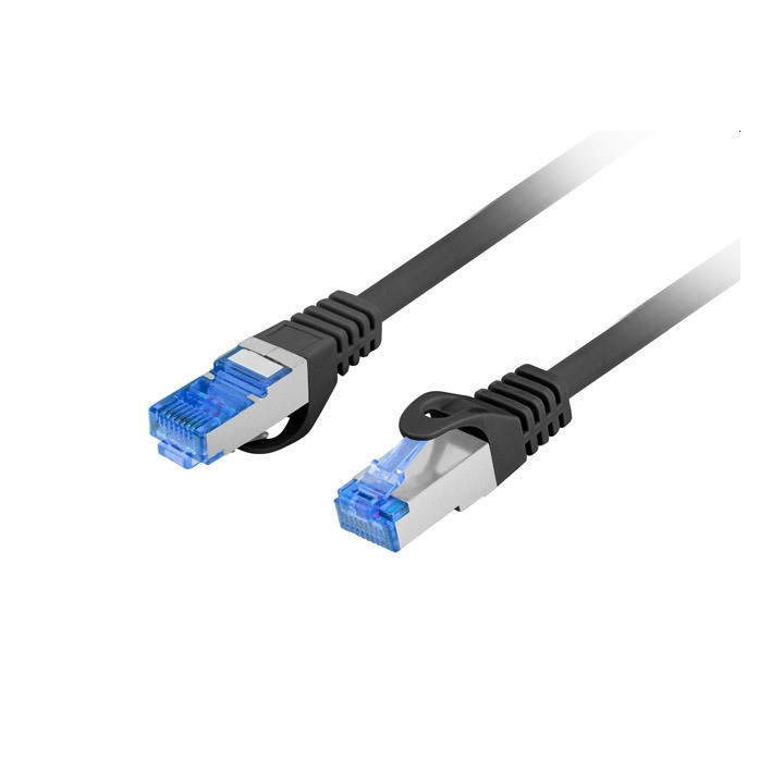 Пач кабел Lanberg CAT.6A S/FTP LSZH CCA, 0.5m, Black - PCF6A-10CC-0050-BK - 1