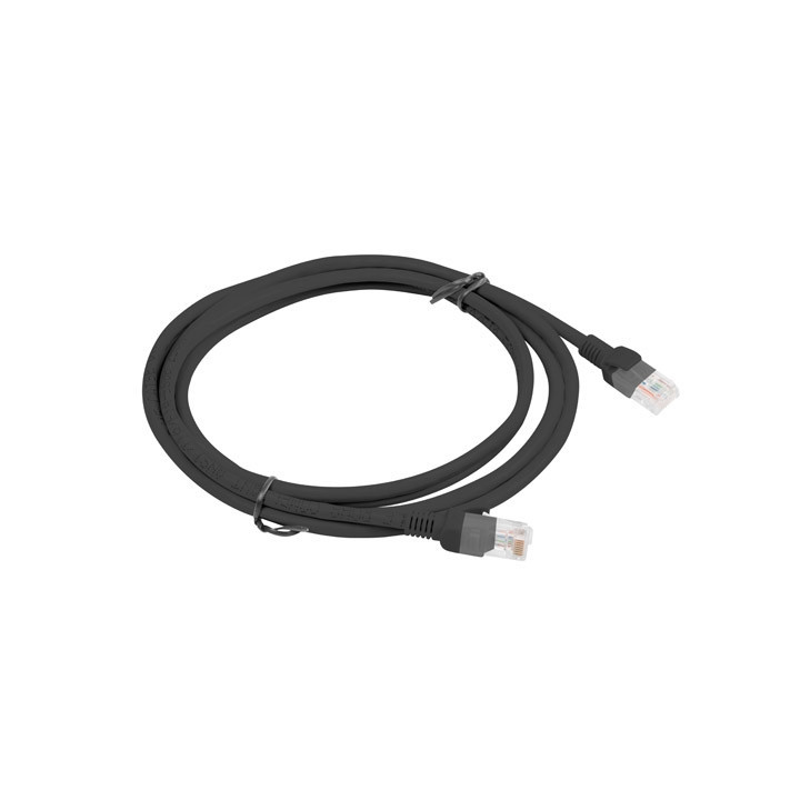 Patch кабел Lanberg CAT.5E, 2m RJ-45, Black - PCU5-10CC-0200-BK - 2