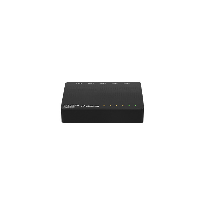 Мрежов комутатор Lanberg DSP3-1005-60W, 5 портове 1GB Ethernet, PoE+ (4 портова 30W), настолен - 3